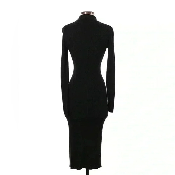Alice + Olivia Button Down Short Sleeve Knit Polo Collar Midi Dress XS Black NWT - Picture 3 of 6
